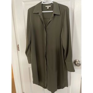 Olive green, button up dress, size M